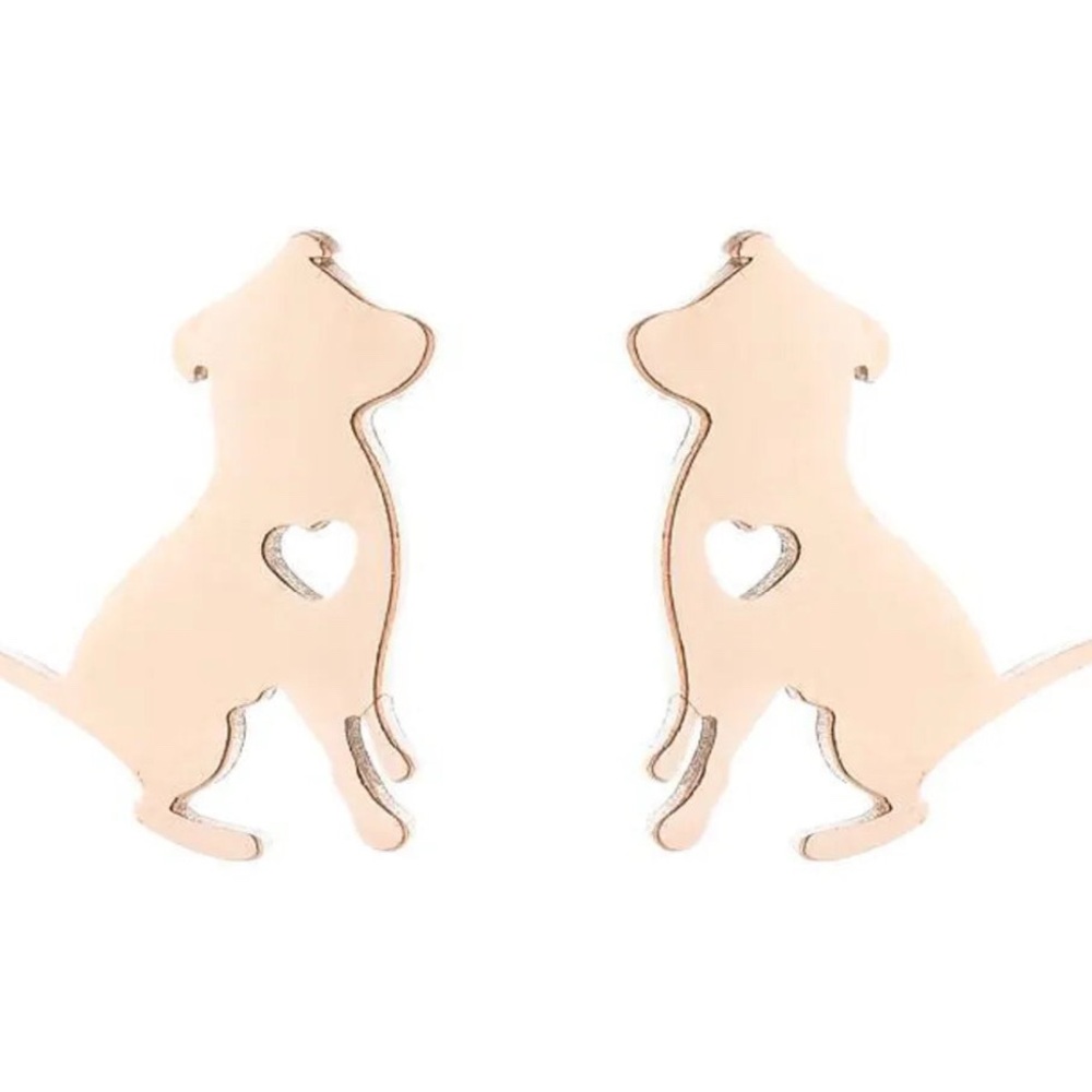 Silhouette Dog Stainless Steel No Inlaid 18K Gold Plated Ear Studs